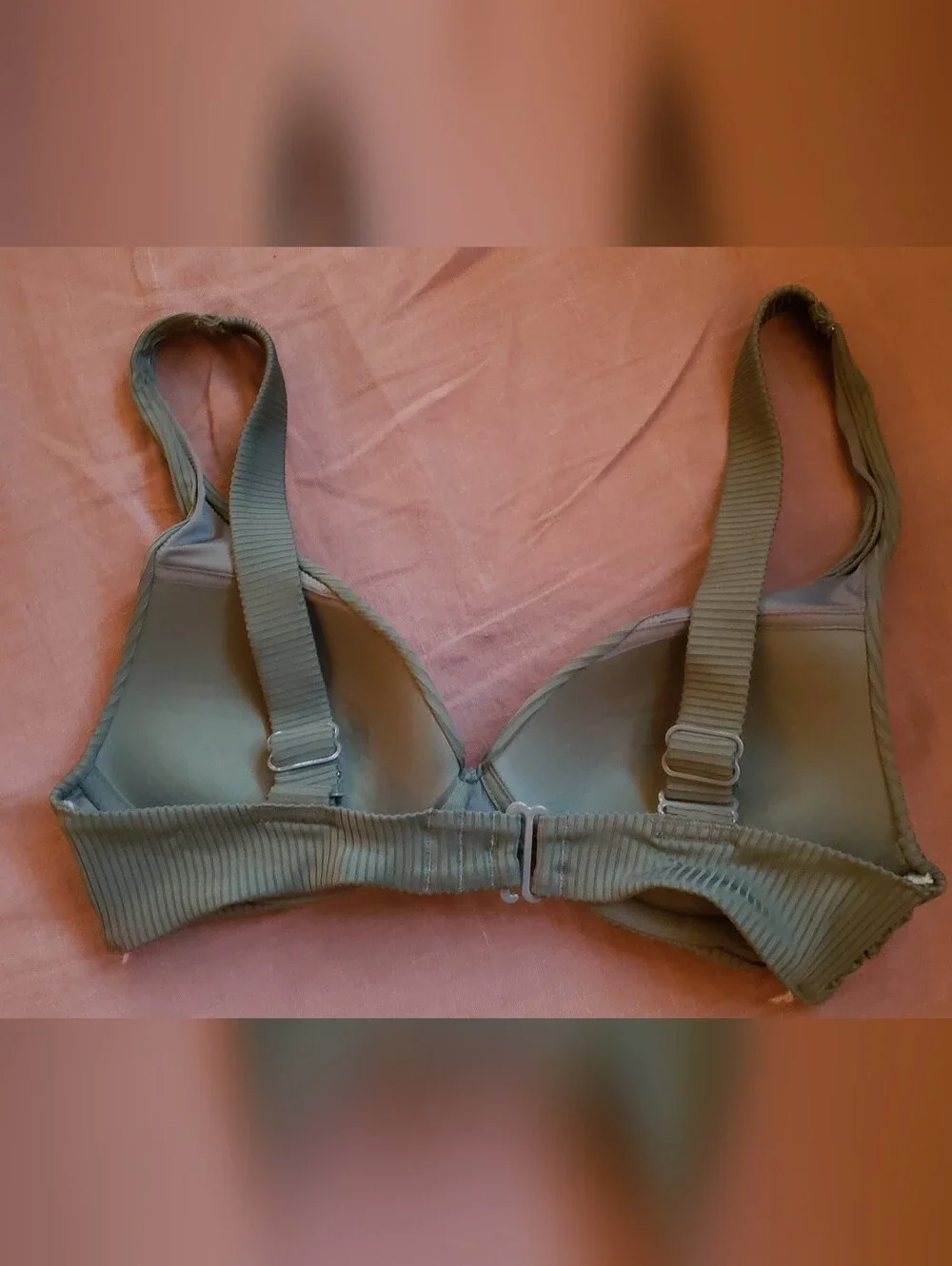 H&M - Padded Ribbed Olive Green Bikini Top